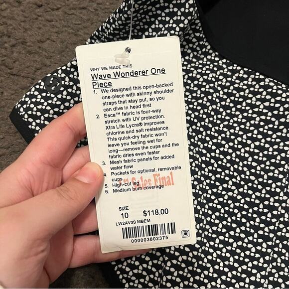 Lululemon Wave Wonderer One Piece Bathing Suit Monochromic Black Emboss NWT - Picture 5 of 9